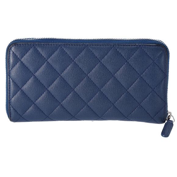 CHANEL Classic Matelasse Long Wallet A82370 Navy Caviar Leather - Picture 2 of 6